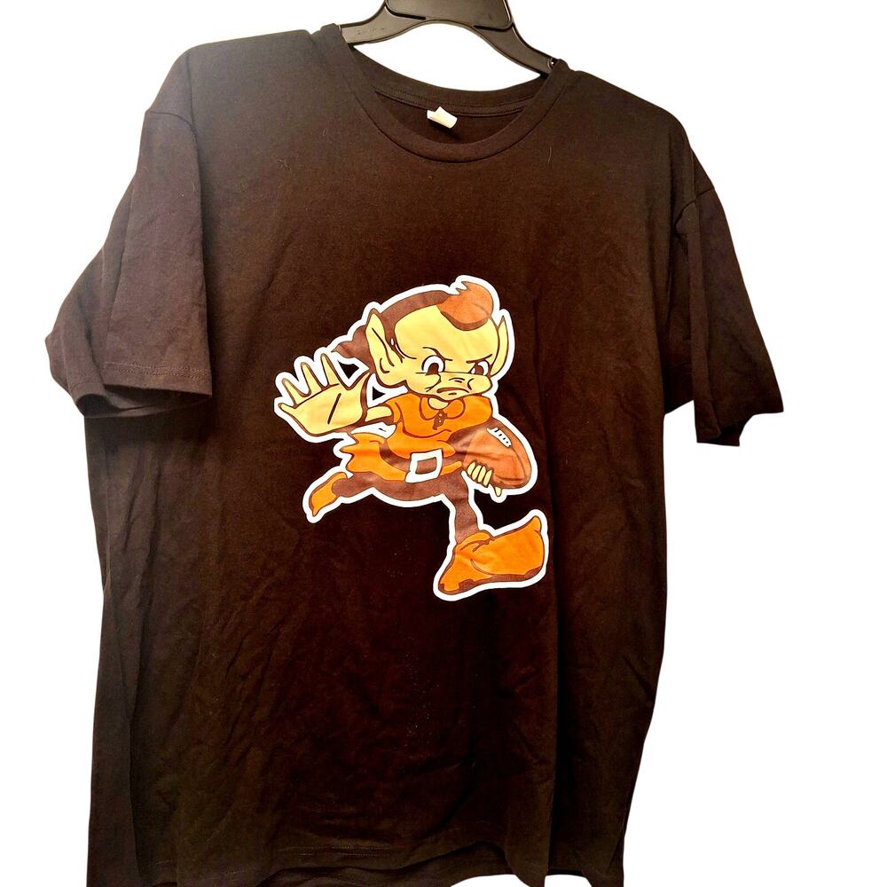 NFL Cleveland Browns Tee Retro Black XL Shirt Logo New Unisex Crew Mens Elfie